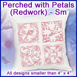 A Perched with Petals (Redwork) Design Pack