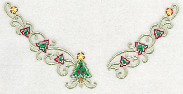 Christmas Tree Swirls Neckline (V-Neck) (Split)