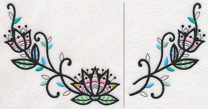 Lotus Blackwork Neckline (V-Neck) (Split)