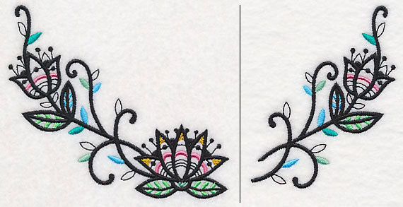 Lotus Blackwork Neckline (V-Neck) (Split)