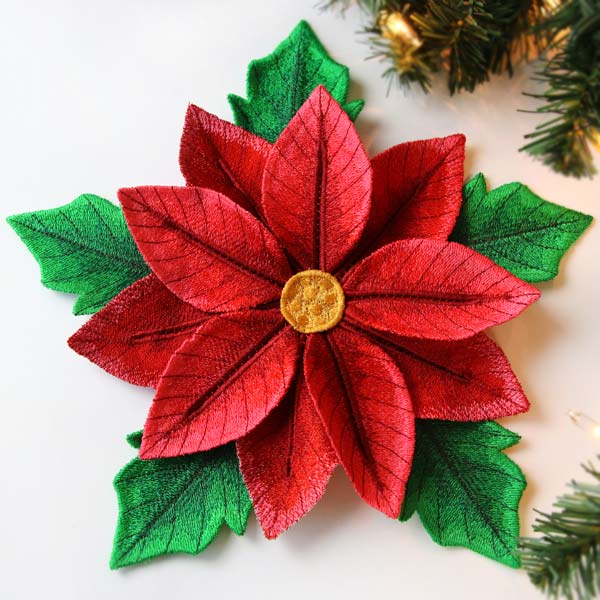Poinsettia in 3D (In-the-Hoop)