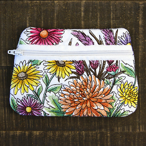Wildflower Lined Zipper Pouch (In-the-Hoop)