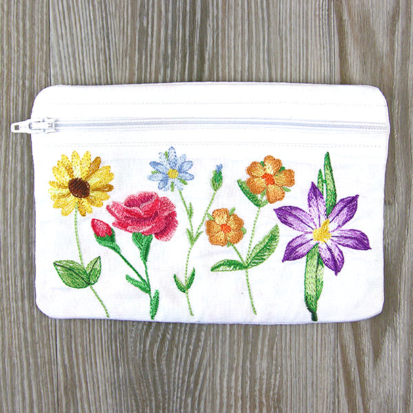 Long-Stemmed Wildflowers Lined Zipper Pouch (In-the-Hoop)