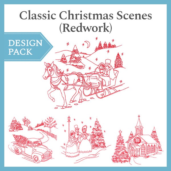 A Classic Christmas Scenes (Redwork) Design Pack