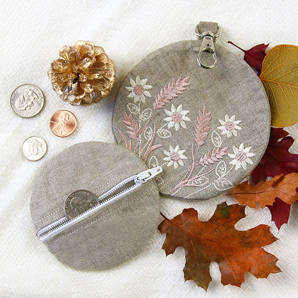 Delicate Wildflower Lined Coin Purse (In-the-Hoop)