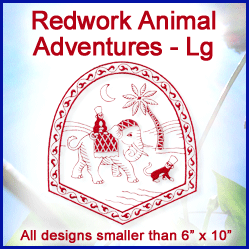 A Redwork Animal Adventures Design Pack