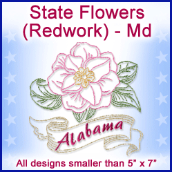 A State Flowers (Redwork) Design Pack