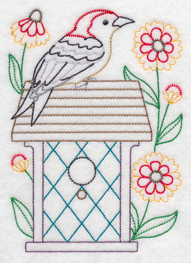 Woodpecker and Heleniums (Vintage)