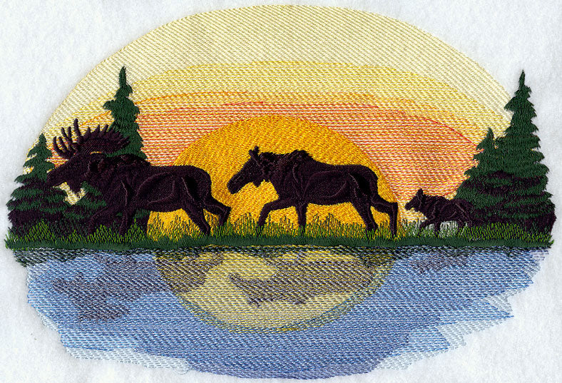 Moose Family At Dusk/Dawn