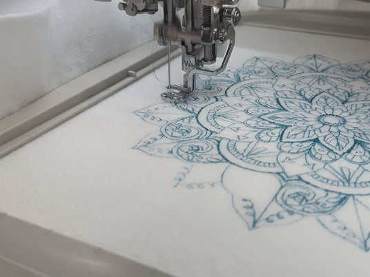 a video showing machine embroidery and makers creating projects.