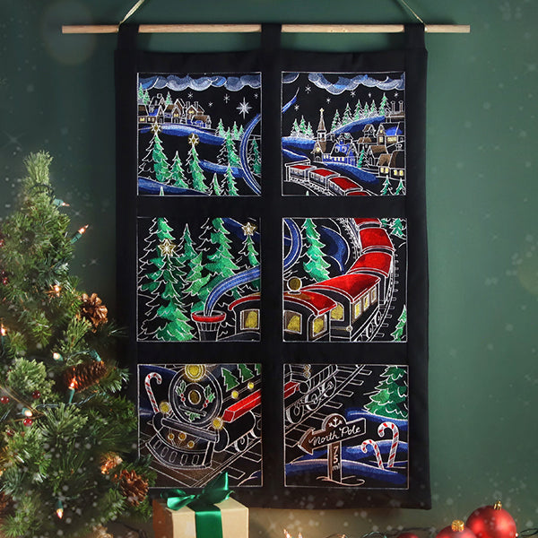 Christmas panel scene using machine embroidery designs