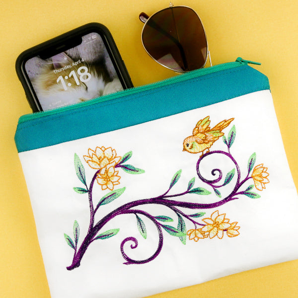 How to Make a Machine Embroidered Zipper Pouch