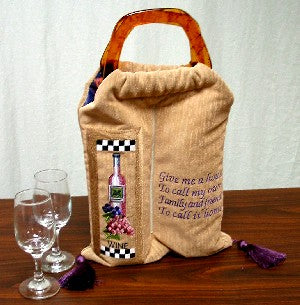 Completed embroidered Wine Bag with Handles project