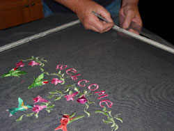 Embroidering on  Screen Doors