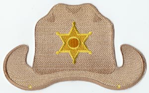 Embroidered party hat with sheriff's badge design