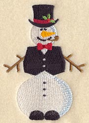 Completed embroidered snowman project featuring  Build-a-Snowman design