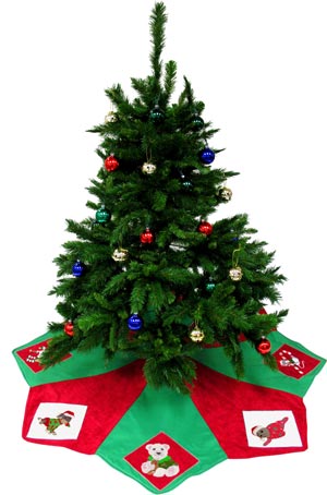 Embroidered Pinwheel Christmas Tree Skirt
