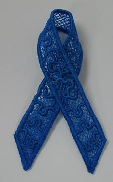 Completed 3D Awareness Ribbon (Lace) in blue
