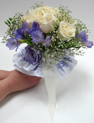 Embroidered Satin - Trimmed Bridal Bouquet