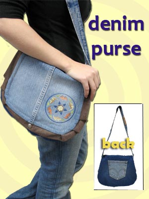 Embroidered Jeans Purse