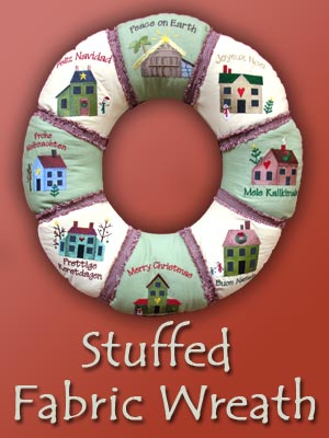 Embroidered & Stuffed Fabric Christmas Wreath