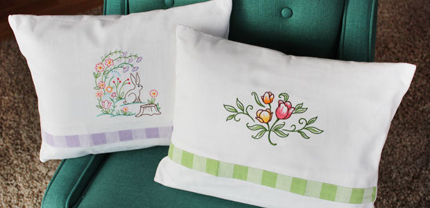 Embroidered Tea Towel Pillow