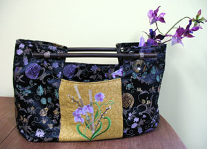 Bold Embroidered Clutch with Bamboo Handles