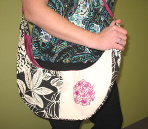 Completed Cross-Body Bag project featuring Simply Hibiscus Circle (small) design