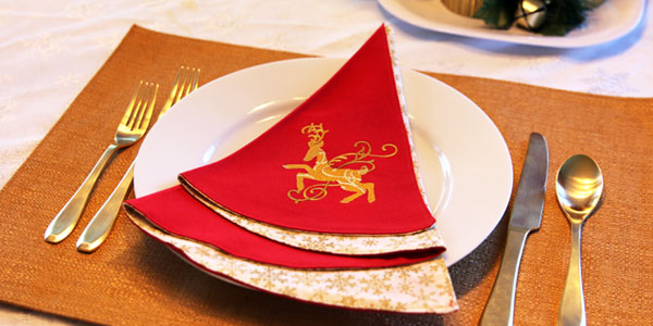 Embroidered Christmas Tree Napkins