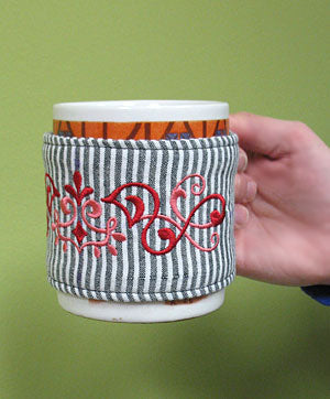 Embroidered Coffee Cup Cozy