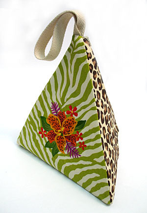 Embroidered Triangle Zipper Purse