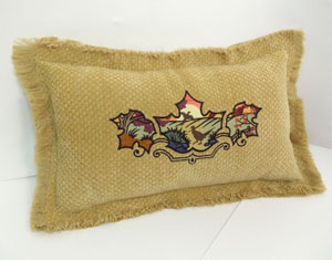 Embroidered Fringe Throw Pillow