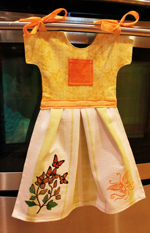 Fancy Dress Embroidered Tea Towel