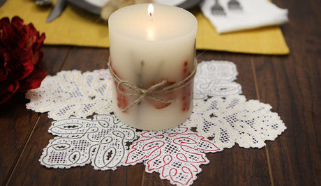 Battenburg Lace Leaves Doily