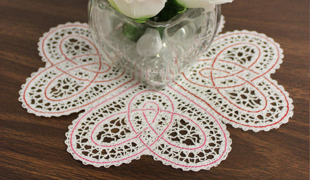 Battenburg Lace Heart Doily