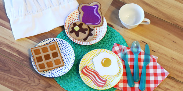 Completed embroidered play food