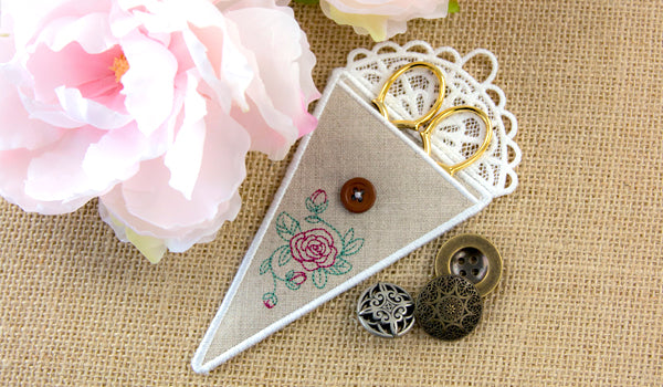 Completed Shabby Chic Scissors Case project