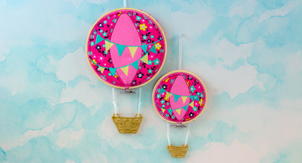 Completed Whimsical Hot Air Balloon appliques with lace