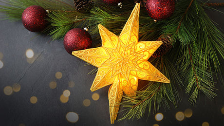 machine embroidered lace Christmas tree topper