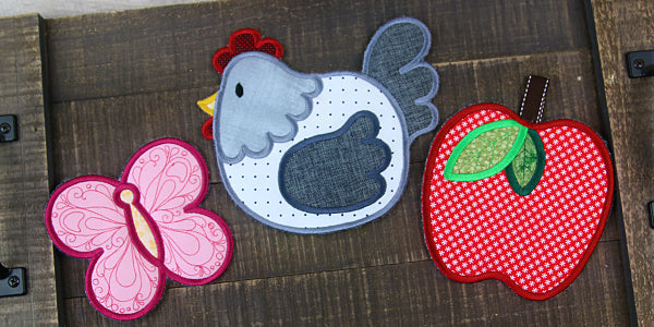 applique chicken in-the-hoop trivet machine embroidery design