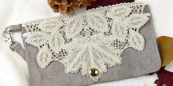 Lace Front Lined Zipper Pouch (In-the-Hoop)