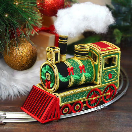 machine embroidered Christmas Train