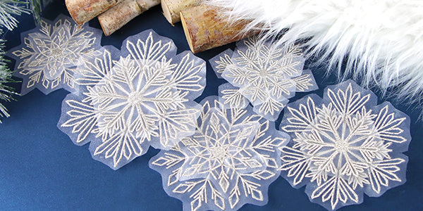 Completed Layered Organza project featuring Glistening Snowflake design