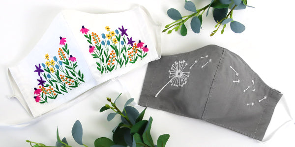 Completed Shaped Face Mask project featuring Wild Flourishes design