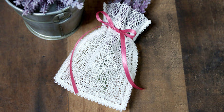 Battenburg Lace Drawstring Bag