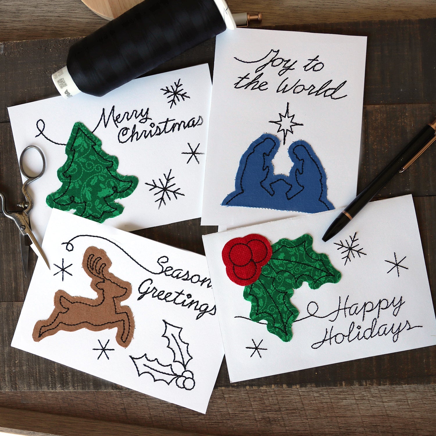 machine embroidered applique cards