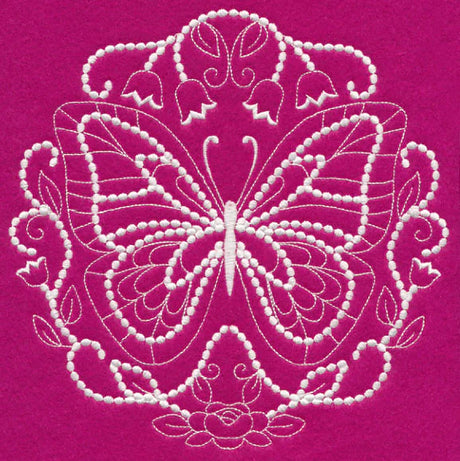 Candlewicking machine embroidery design of a butterfly