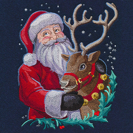 Santa Claus and Reindeer machine embroidery designs