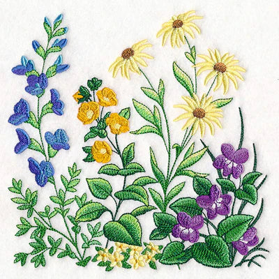 machine embroidery design of a flower mug rug