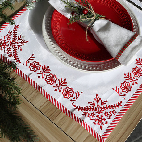 Nordic machine embroidery designs on a placemat